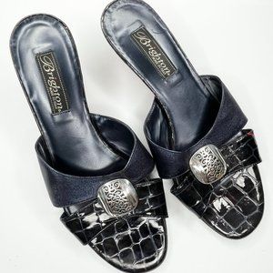 Brighton Kaye Navy Blue Kitten Heel Sandal Size 8